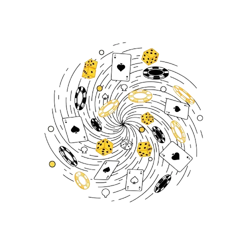 Py&ouml;rre, jossa pelikortteja imeytyy kohti keskipistett&auml;