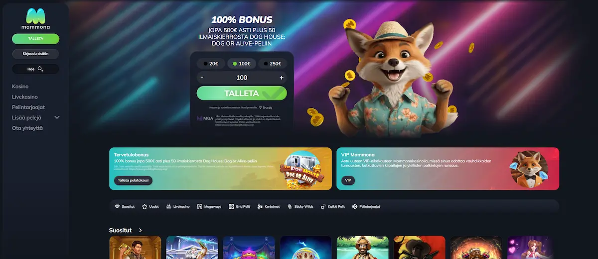 Mammona Casinon peliaula ja suosituimmat kolikkopelit